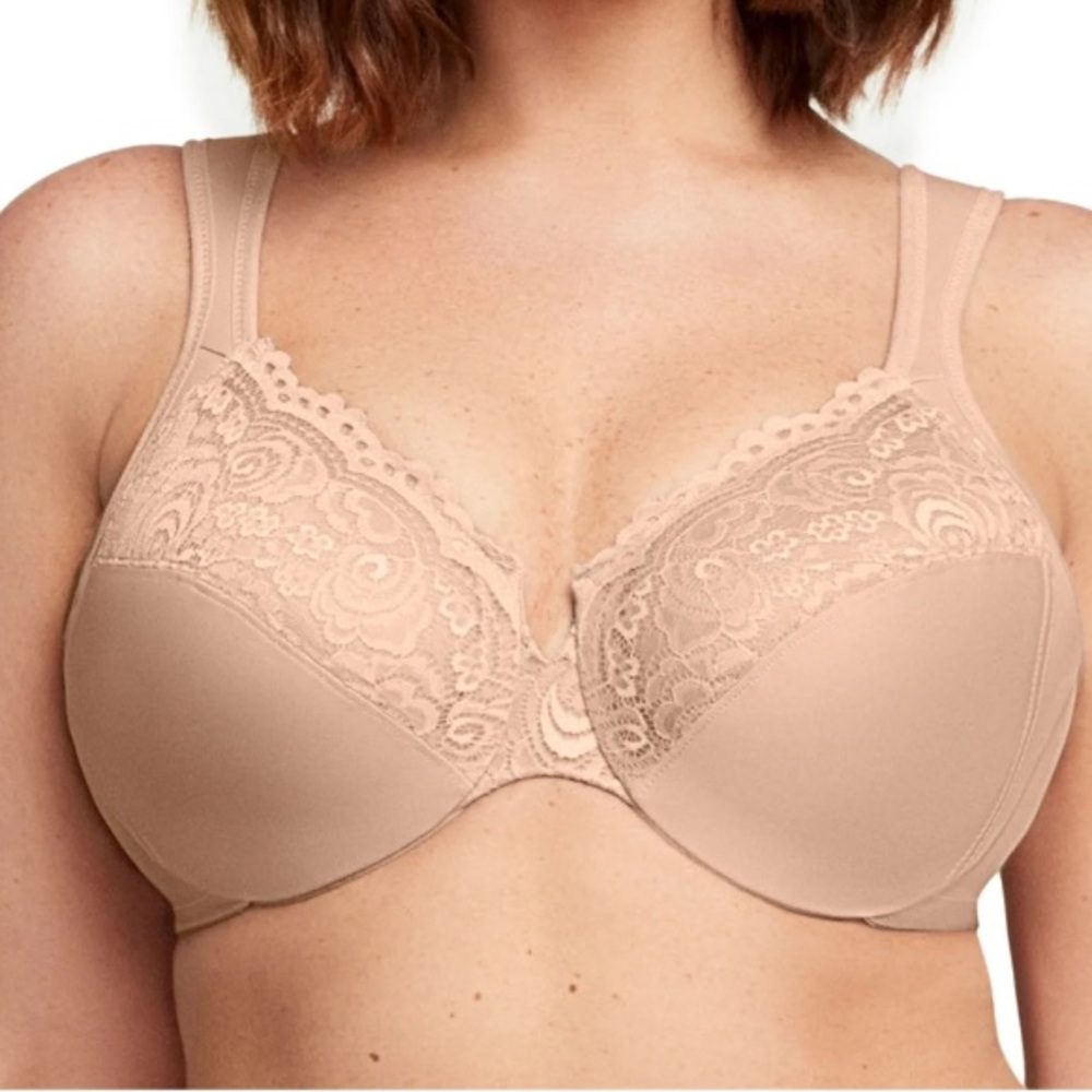 GLAMORISE full bust 42G Low Cut WonderWire Lace Underwire Bra style 1240 NWT